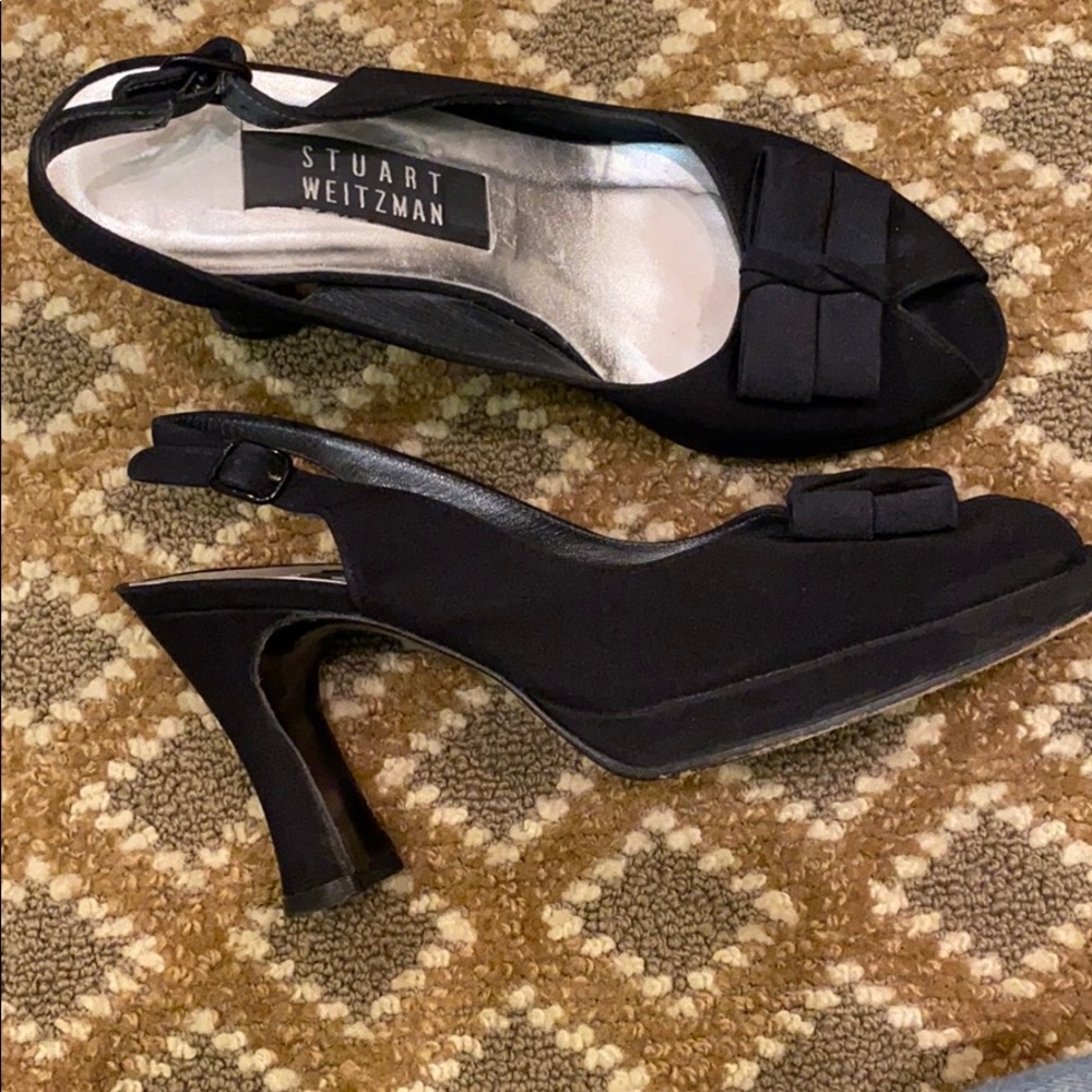 Vintage Stuart Weitzman black peep toe pumps